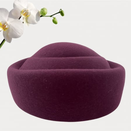 Palarie dama tip toca din fetru lux CONTESA LUX (GRENA prunia) - marime unica, reglabila [3]