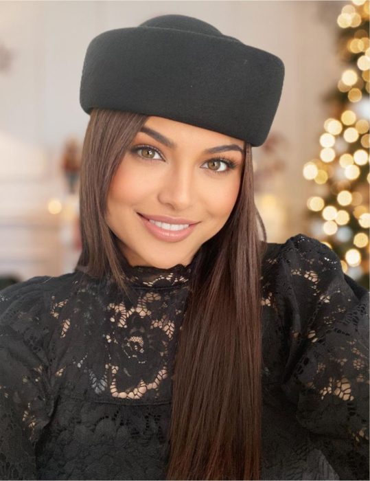 Palarie dama toca din fetru lux CONTESA LUX (NEAGRĂ) - marime unica, reglabila [1]