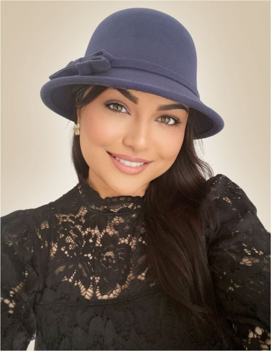 Palarie de dama cu boruri rotunde MONALISA (BLEUMARIN) - marime unica, reglabila [1]