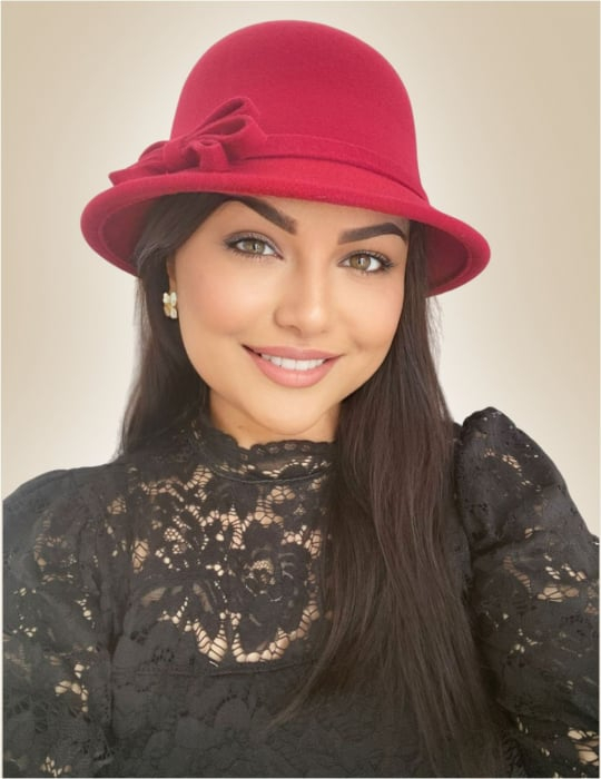 Palarie de dama cu boruri rotunde MONALISA (GRENA) - marime unica, reglabila [1]