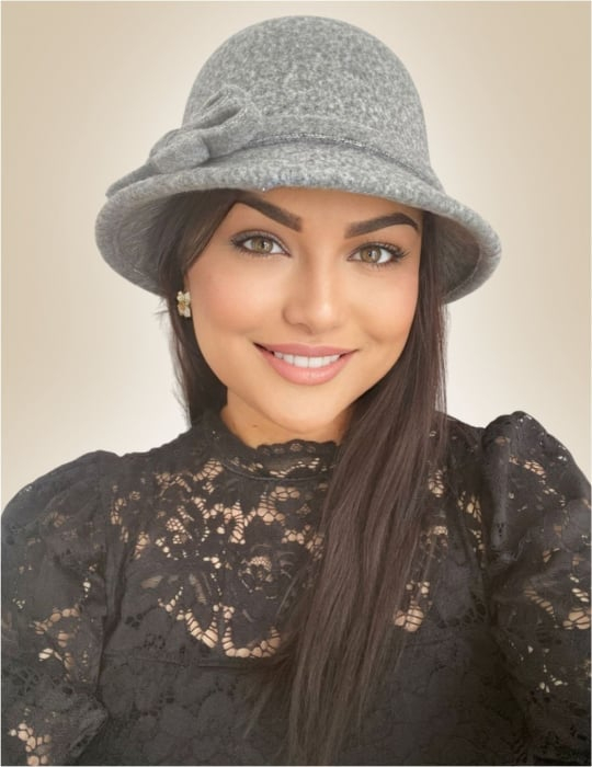 Palarie de dama cu boruri rotunde MONALISA (GRI) - marime unica, reglabila [1]