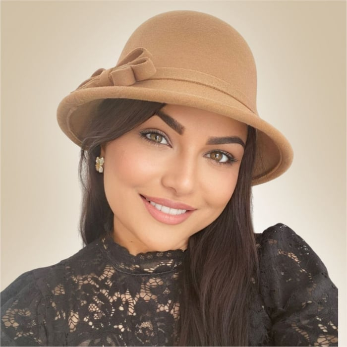 Palarie de dama cu boruri rotunde MONALISA (MARO cappuccino) - marime unica, reglabila [2]