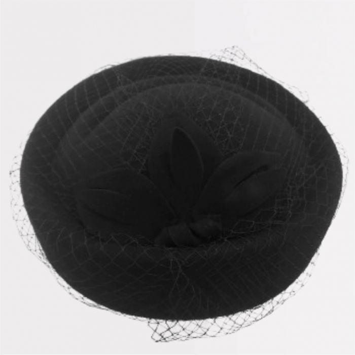 Palarie de dama din fetru lux tip toca cu voaleta MISS PARIS (NEGRU) - marime unica, reglabila [7]