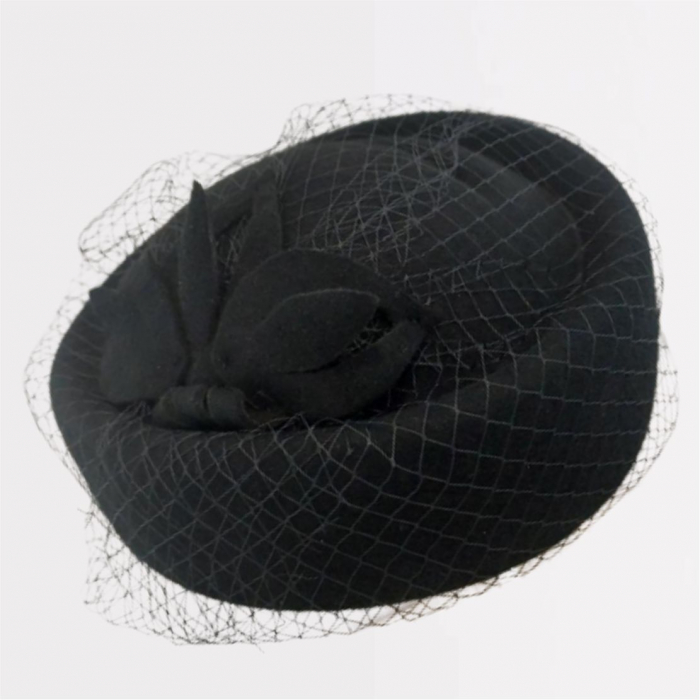 Palarie de dama din fetru lux tip toca cu voaleta MISS PARIS (NEGRU) - marime unica, reglabila [5]