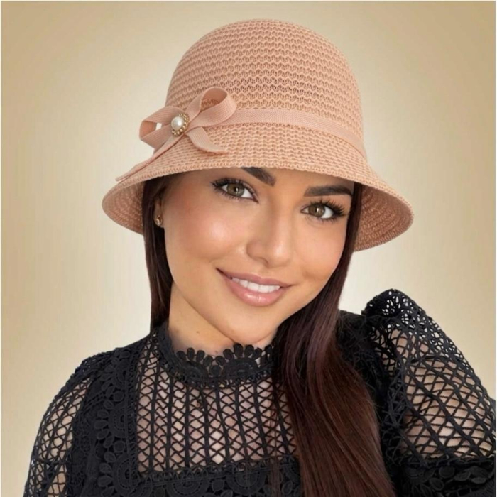 Palarie de soare de lux cu boruri mic SCARLET Lady (ROZ pudra) - marime unica, reglabila [3]