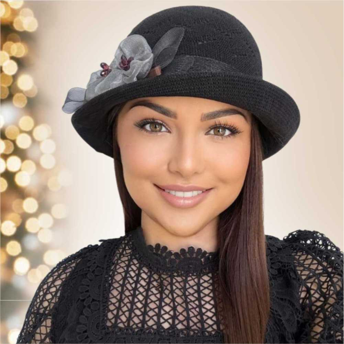 Palarie de soare de lux cu boruri mici ROSA LUX (NEGRU) - marime unica, reglabila, pliabila [5]