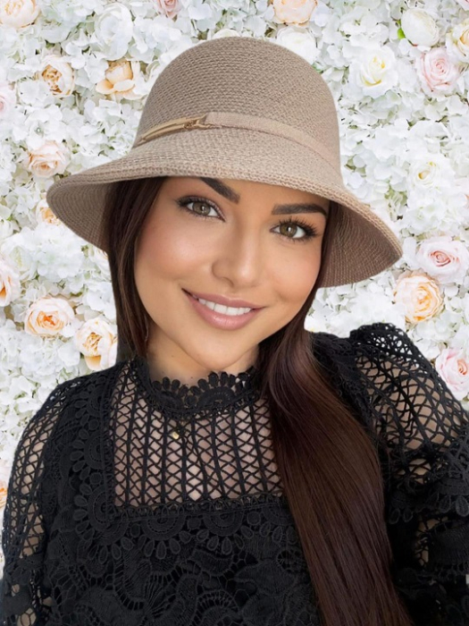 Palarie de soare de lux cu boruri rotunde mici ADORIA LUX (CREM deschis) - marime unica, reglabila [2]