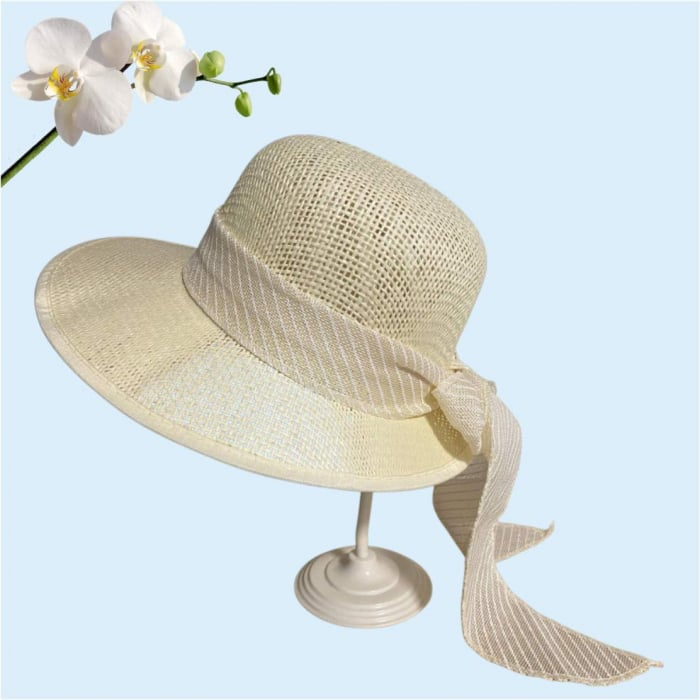 Palarie de soare de lux cu boruri tip sepcuta COCHETTE LUX (CREM deschis) - marime unica, reglabila [4]