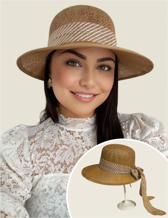 Palarie de soare de lux cu boruri tip sepcuta COCHETTE LUX (MARO aramiu) - marime unica, reglabila [2]