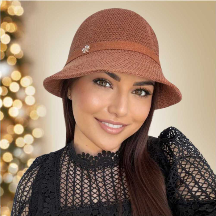 Palarie de soare de lux cu boruri tip sepcuta SCARLET LUX (MARO aramiu) - marime unica, reglabila [4]