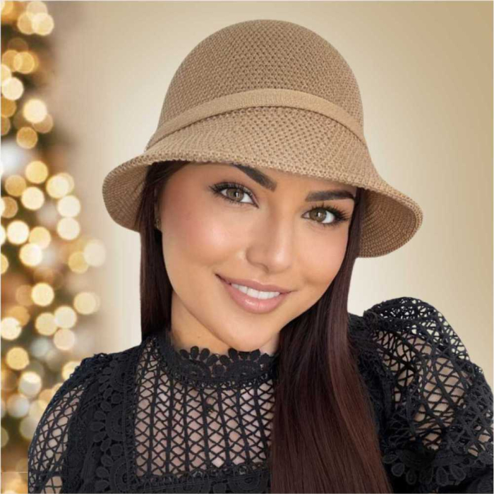 Palarie de soare de lux cu boruri tip sepcuta SCARLET LUX (MARO cappuccino) - marime unica, reglabila [3]