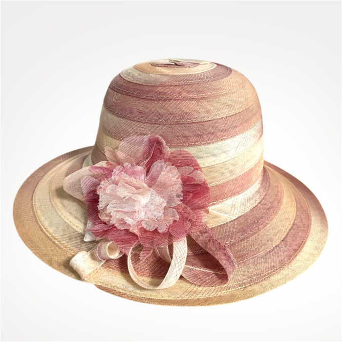 Palarie de soare de lux din organza satinata VENETIA CHIC (ROZE+CREM) - marime unica, reglabila [4]