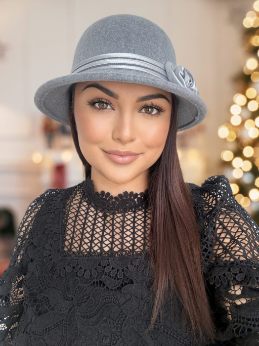 Palarie dama fetru-palarie gri, palarie reglabila [2]
