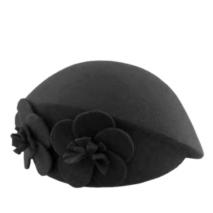 Palarie eleganta tip toca din fetru lux REGINA LUX (NEGRU + 10 culori) - marime unica, reglabila [6]
