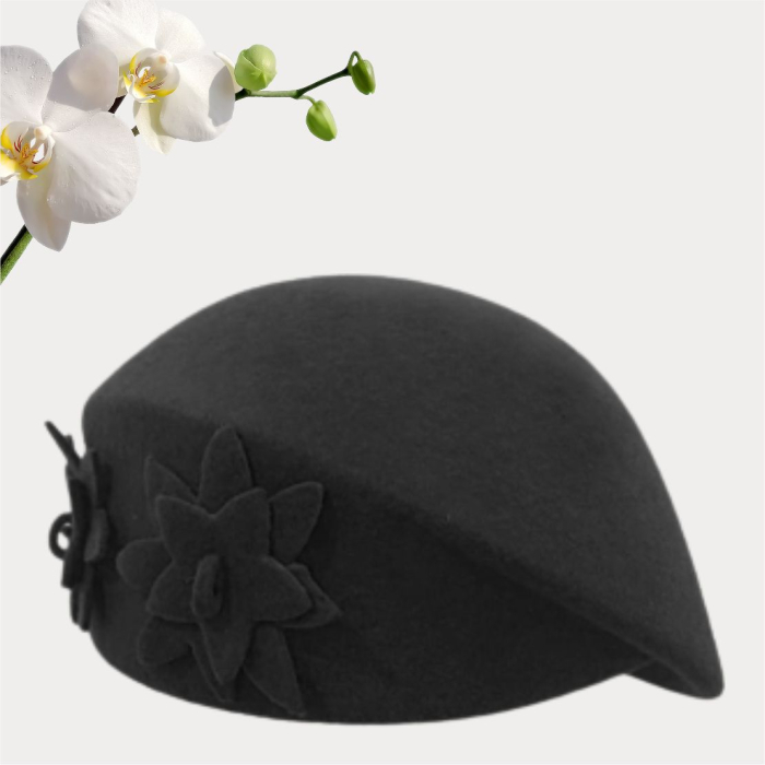 Palarie eleganta tip toca din fetru lux DUCESA LUX (NEGRU) - marime unica, reglabila [3]