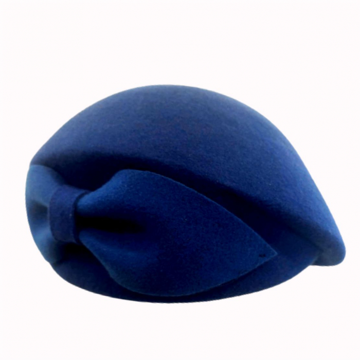 Palarie toca din fetru lux cu funda eleganta PRINCESS LUX (ALBASTRU) - marime unica, reglabila [5]