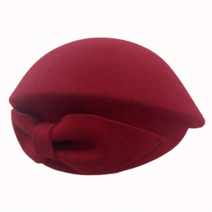 Palarie toca din fetru lux cu funda eleganta PRINCESS LUX (GRENA) - marime unica, reglabila [5]