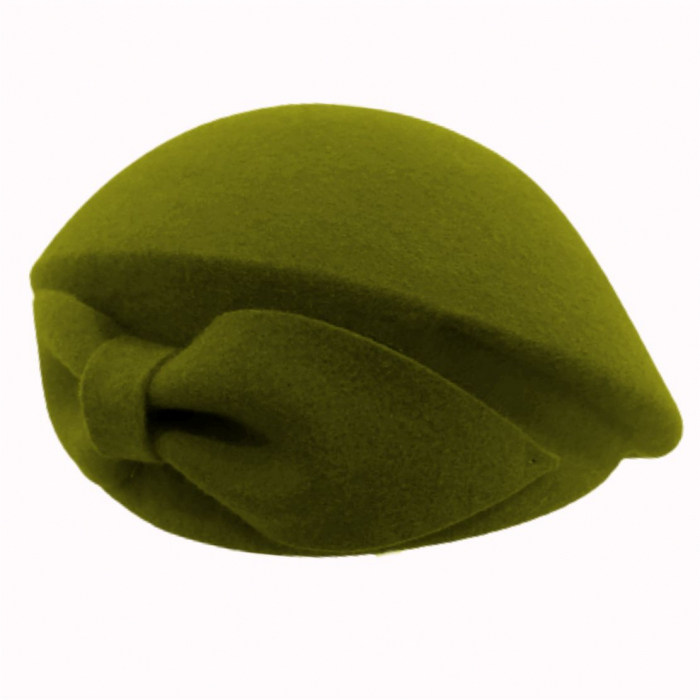 Palarie toca din fetru lux cu funda eleganta PRINCESS LUX (KAKI) - marime unica, reglabila [5]