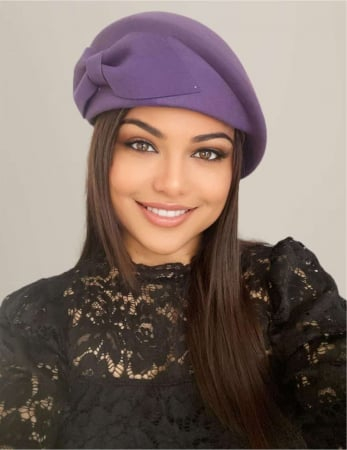 Palarie toca din fetru lux cu funda eleganta PRINCESS LUX (MOV) - marime unica, reglabila [1]