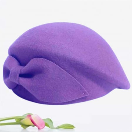 Palarie toca din fetru lux cu funda eleganta PRINCESS LUX (MOV) - marime unica, reglabila [3]