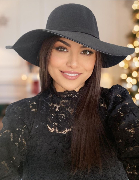 Palarii dama cu boruri mari MISS ROMA (NEGRU) - marime unica, reglabila [1]