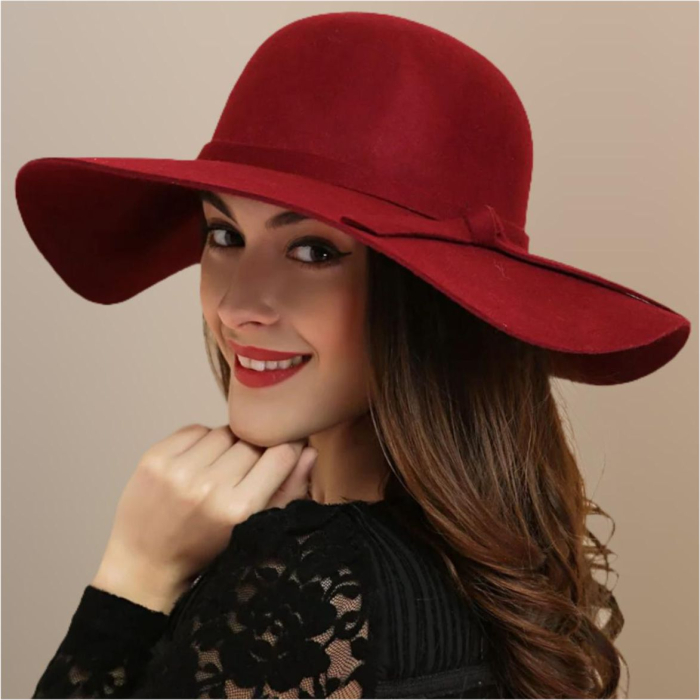 Palarie dama cu boruri elegante ROMA CHIC (GRENA) - marime unica, reglabila [4]