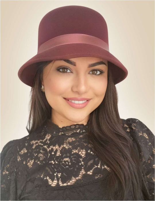 Palarii dama din fetru lux PARIS LUX (GRENA) - marime unica, reglabila [2]