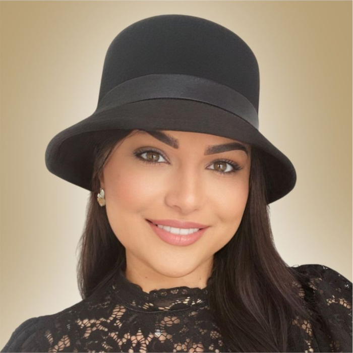 Palarii dama din fetru lux PARIS LUX (NEGRU) - marime unica, reglabila [5]