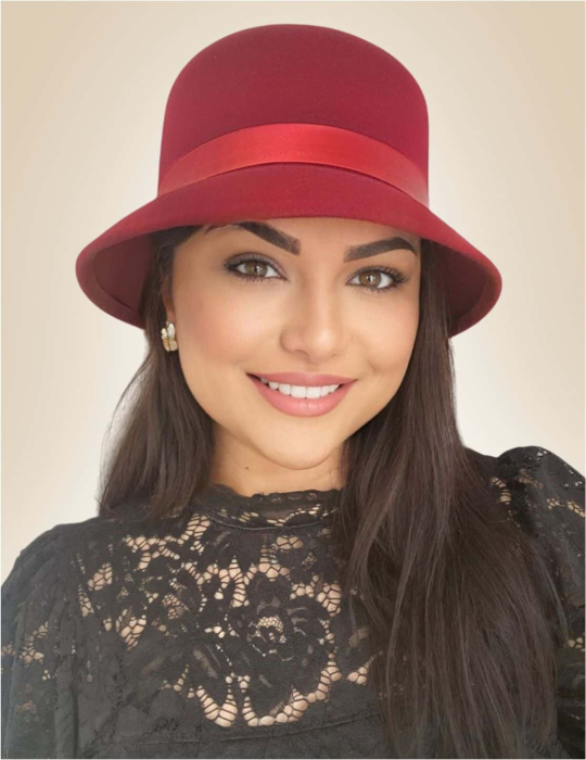 Palarii dama din fetru lux PARIS LUX (ROSU) - marime unica, reglabila [2]
