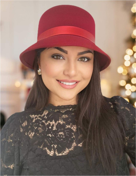 Palarii dama din fetru lux PARIS LUX (ROSU) - marime unica, reglabila [1]