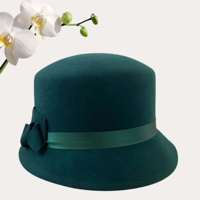 Palarii dama din fetru lux PARIS LUX (VERDE) - marime unica, reglabila [4]