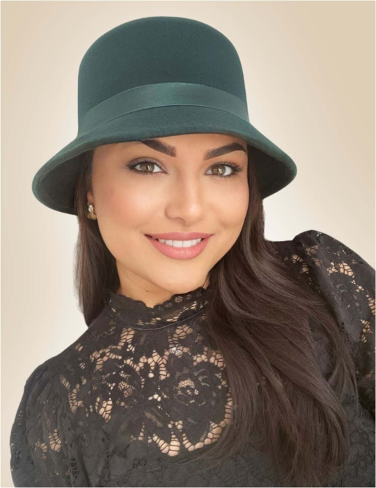 Palarii dama din fetru lux PARIS LUX (VERDE) - marime unica, reglabila [2]