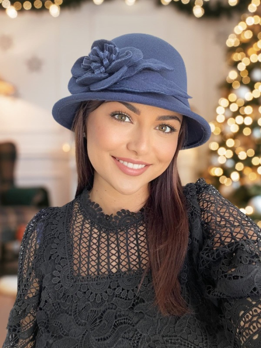 Palarie dama fetru Rose-palarie bleumarin, palarie reglabila [2]