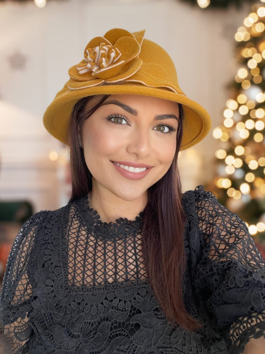 Palarie dama fetru Rose-palarie galben, palarie reglabila [2]