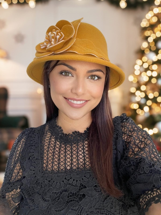 Palarie dama fetru Rose-palarie galben, palarie reglabila [3]