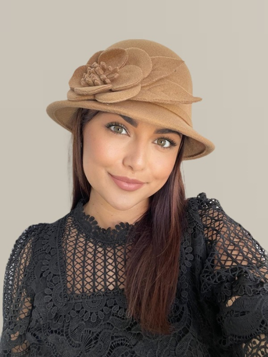 Palarie dama fetru Rose-palarie cappuccino, palarie reglabila [4]