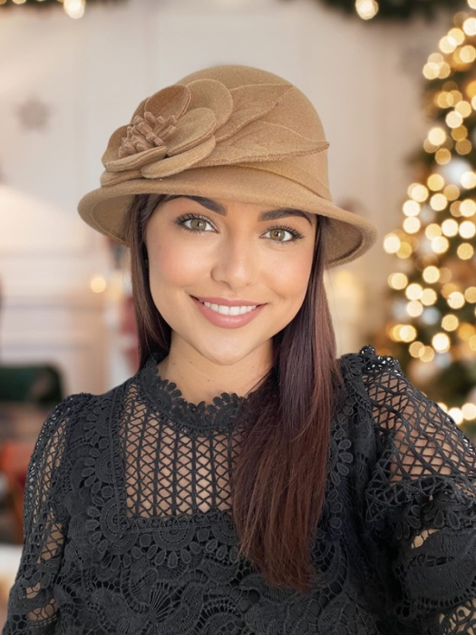 Palarie dama fetru Rose-palarie cappuccino, palarie reglabila [3]
