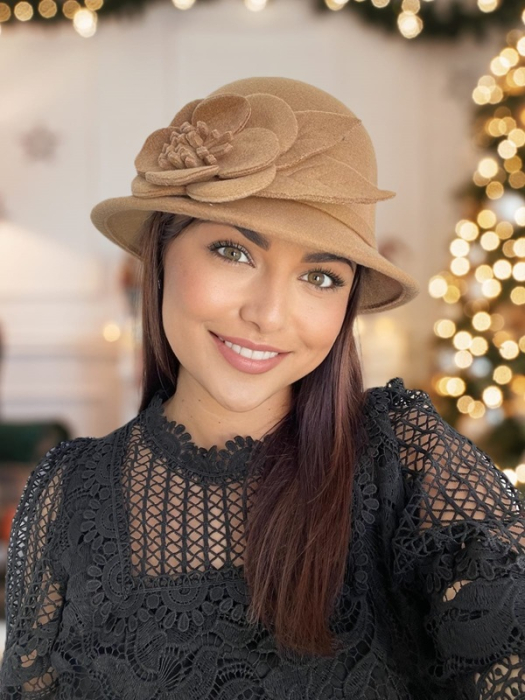 Palarie dama fetru Rose-palarie cappuccino, palarie reglabila [2]