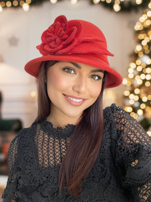 Palarie dama fetru Rose-palarie rosu, palarie reglabila [2]