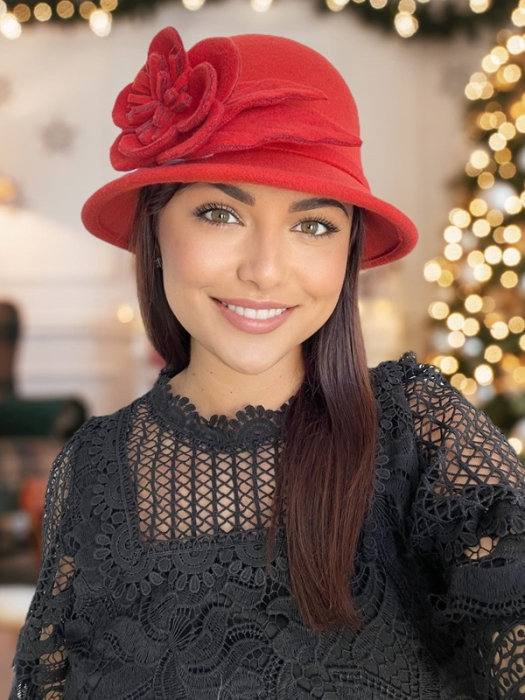 Palarie dama fetru Rose-palarie rosu, palarie reglabila [3]