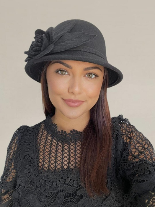 Palarie dama fetru Rose-palarie neagra, palarie reglabila [3]