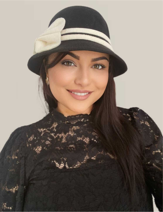 Palarie dama fetru Bella-palarie neagra, palarie reglabila [2]