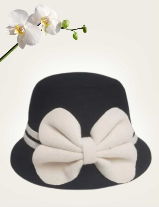 Palarie dama fetru Bella-palarie neagra, palarie reglabila [3]