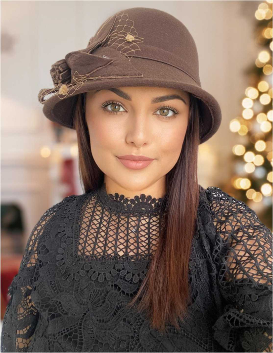 Palarie dama fetru Anita-palarie maro, reglabila [1]
