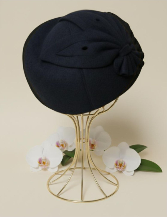 Palarii dama tip toca din fetru lux PARISIENNE LUX (BLEUMARIN) - marime unica, reglabila [5]