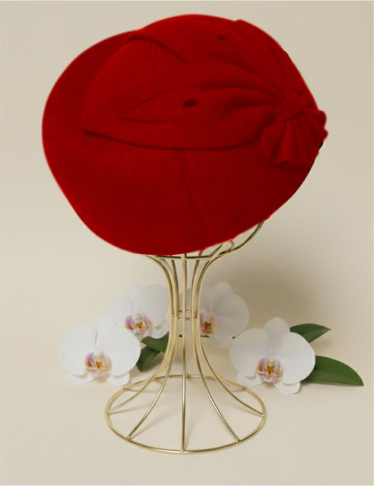 Palarii dama tip toca din fetru lux PARISIENNE LUX (GRENA) - marime unica, reglabila [5]