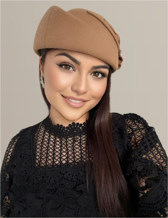 Palarii dama tip toca din fetru lux PARISIENNE LUX (MARO cappuccino) - marime unica, reglabila [3]
