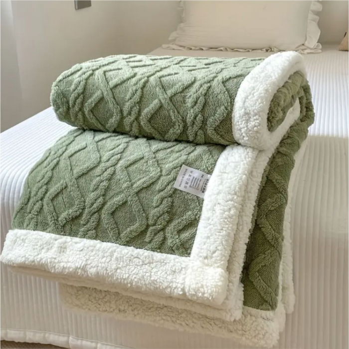 Patura groasă Cocolino Lux cu 2 fete, captusita cu blanita, 200*230 cm (VERDE) [1]