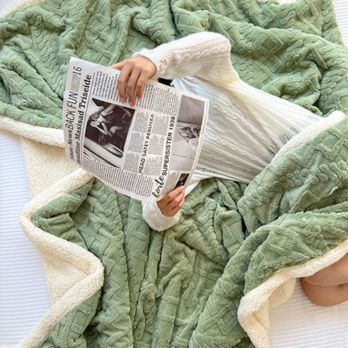 Patura groasă Cocolino Lux cu 2 fete, captusita cu blanita, 200*230 cm (VERDE) [3]