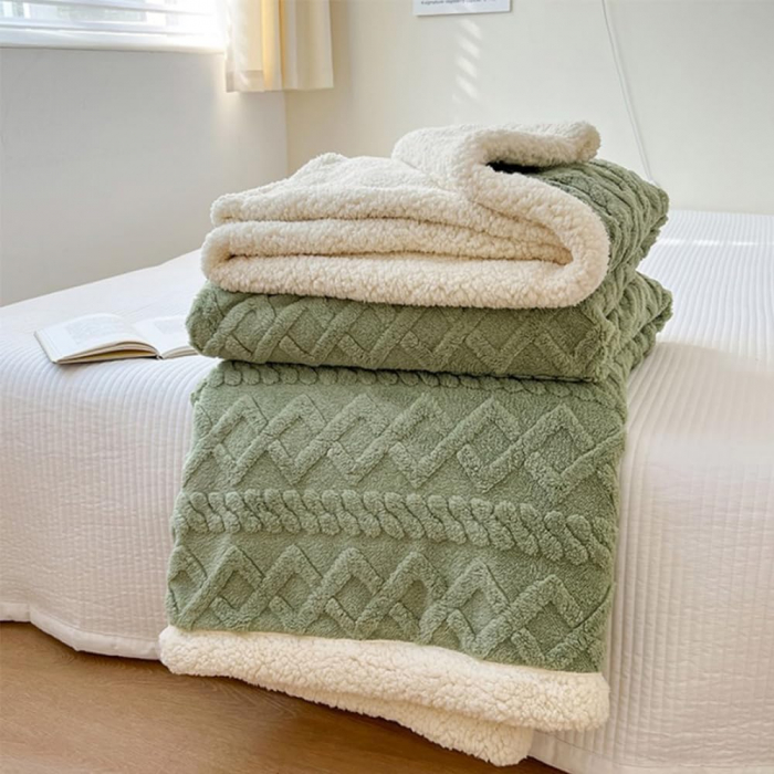 Patura groasă Cocolino Lux cu 2 fete, captusita cu blanita, 200*230 cm (VERDE) [2]